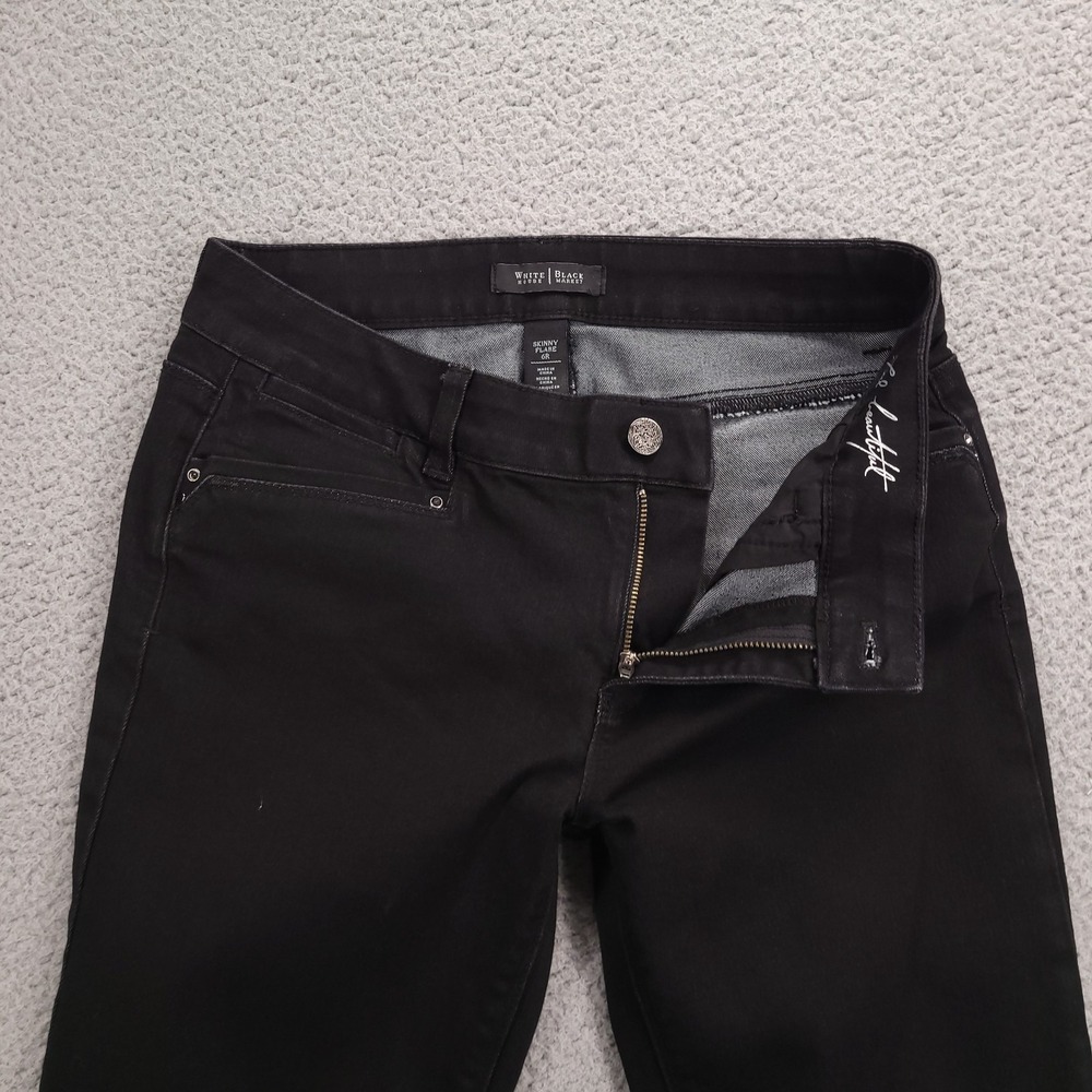WHBM Jeans Size 6 Skinny Flare Leg Mid Rise Black Stretch Denim 29x33 - Picture 6 of 16